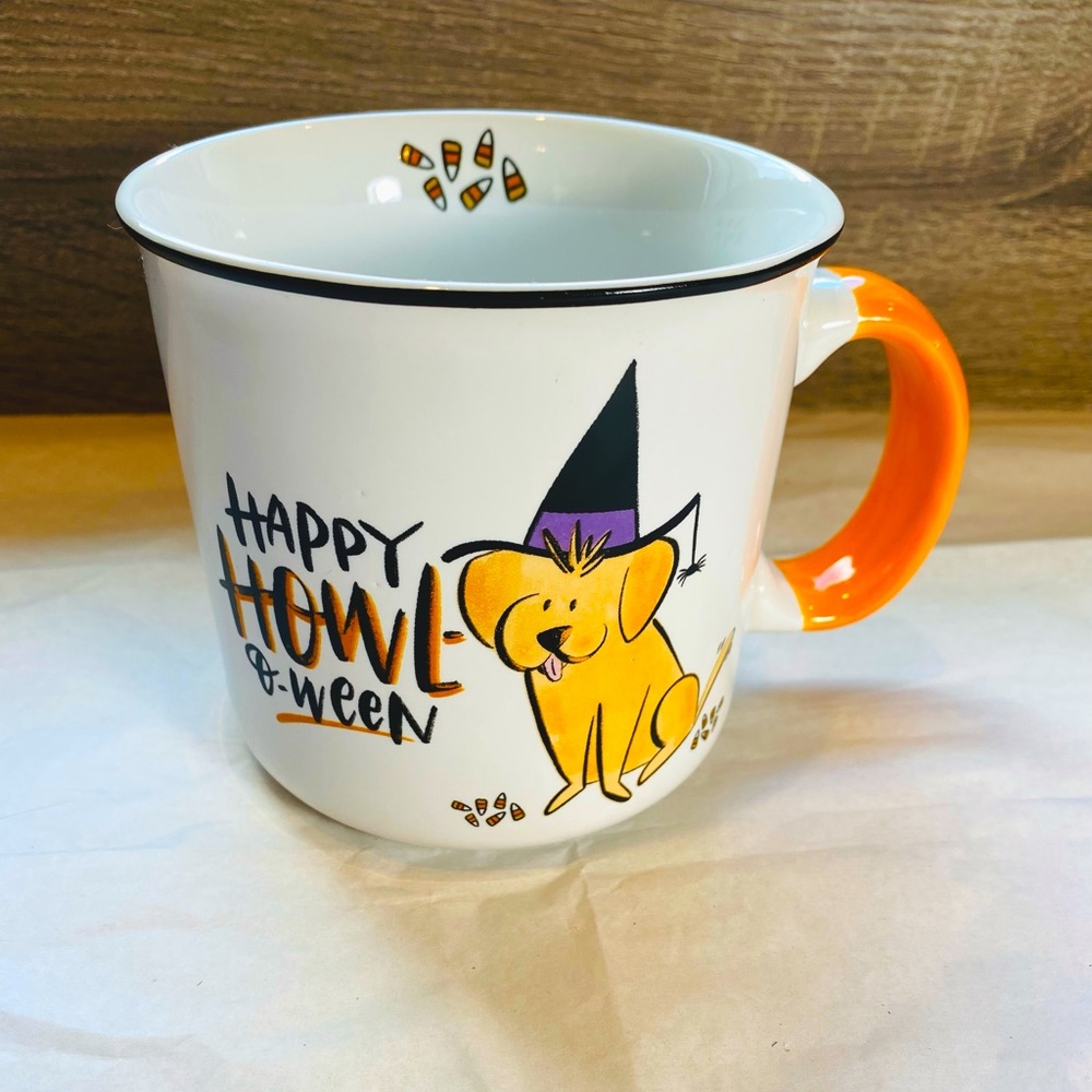 Madison Studio Happy Halloween Happy Howl-o-Ween Mug Candy Corn